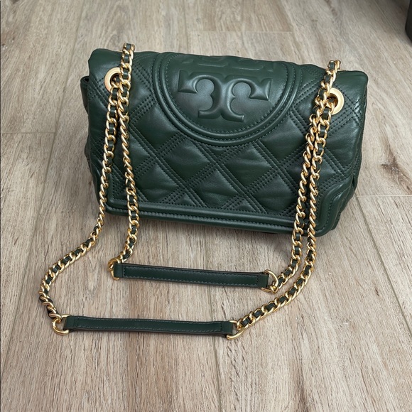 Tory Burch Forest Green Quilted Shoulder Bag - Picture 1 of 11